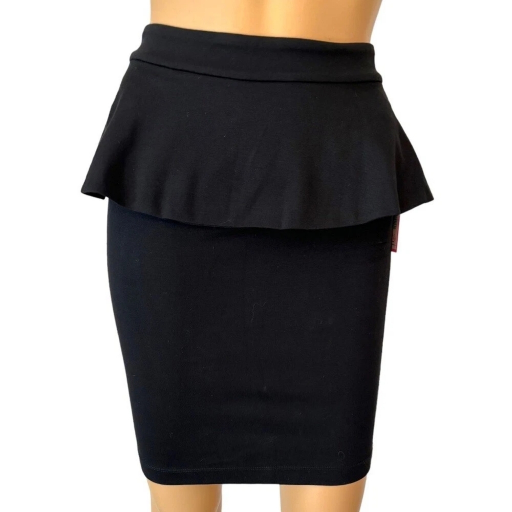 Alice + Olivia Black Stretch Peplum Skirt US4